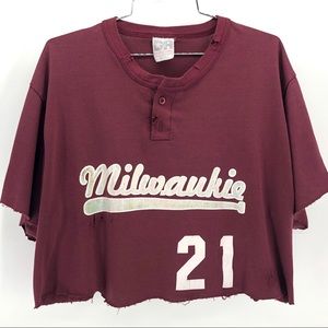 RECOLLECTION Distressed Milwaukie Crop T-Shirt